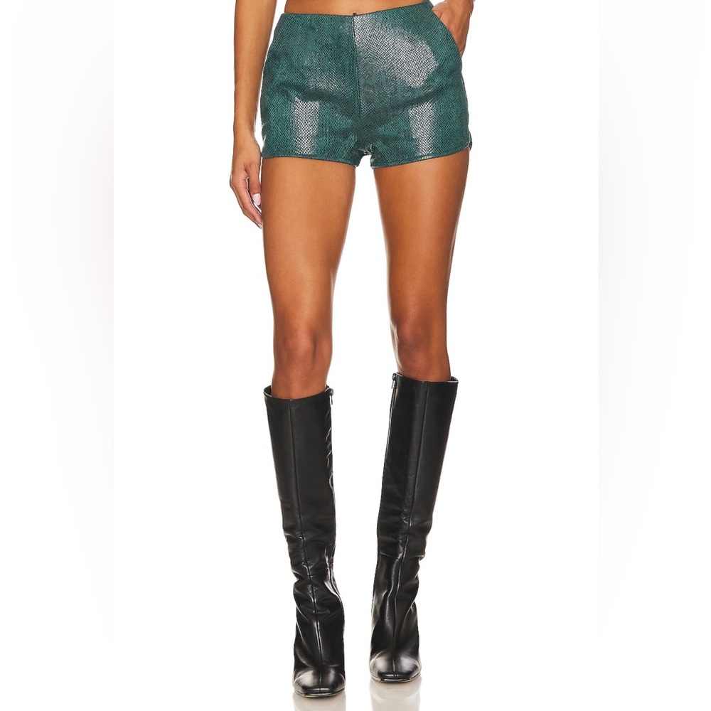 Superdown Blaire Faux Teal Snake Short